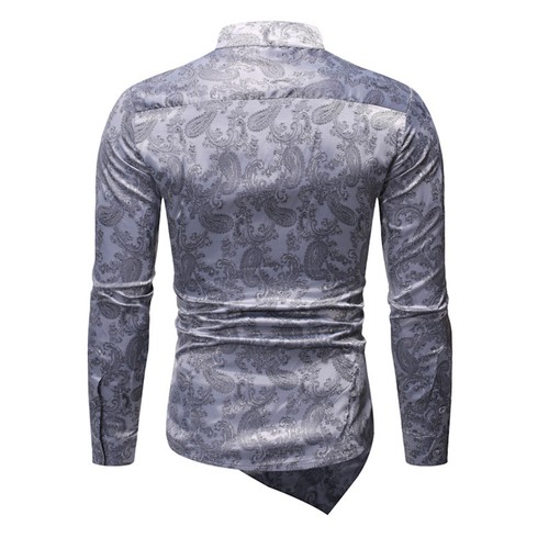 Men's Shirts Prom Top Dance Jacket Wedding Casual Paisley Print Button Down Hot - Picture 20 of 40