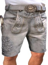 Herren speckig Antik-Wildbock Oktoberfest Kurz Trachtenhose mit Gürtel Gr, 46-58