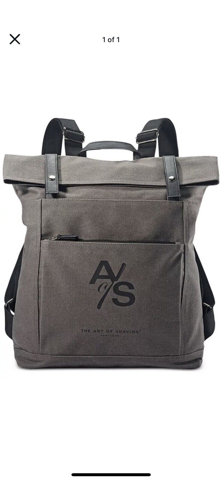 Large Travel Backpack by ART of SHAVING Authentic canvas gray big NEW W leather