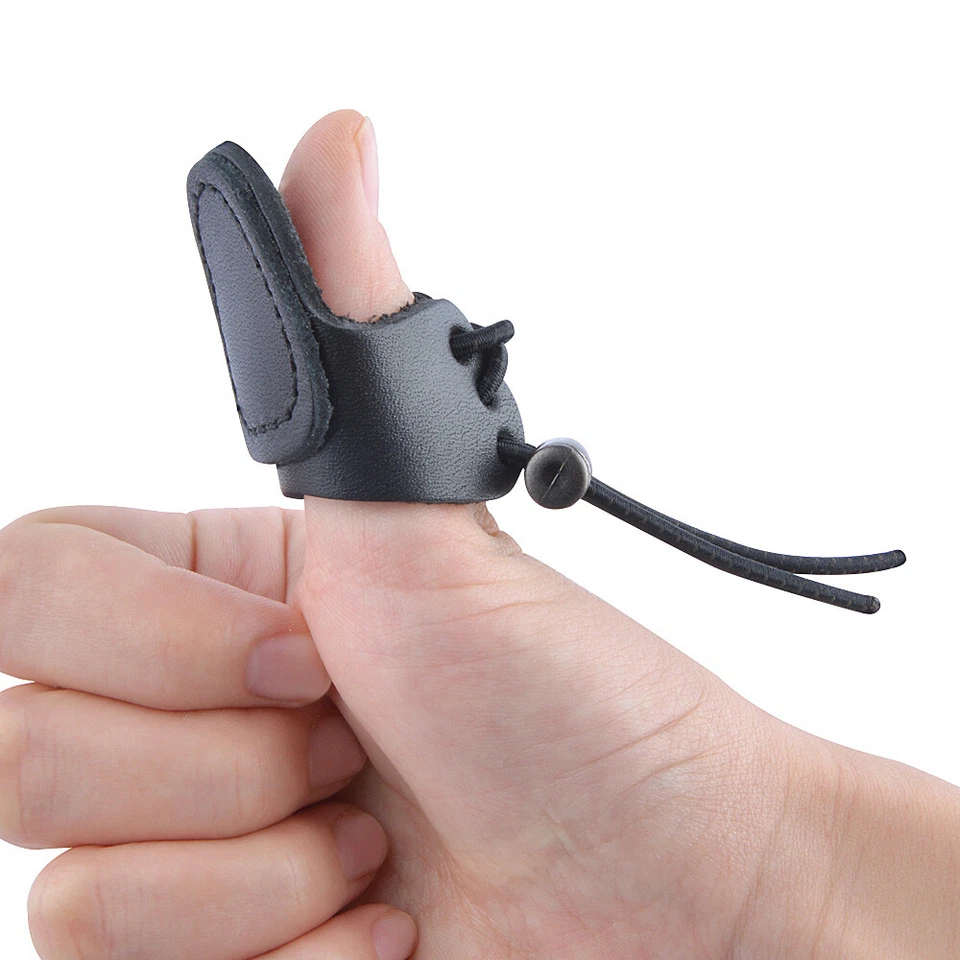 2pcs Archery Leather Thumb Ring Finger Guard Tab Glove Bow Shooting Protector - Image 3 of 4