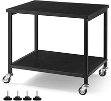 2-Tier Printer Stand, Under Desk Rolling Printer Cart with Storage Shelves Black