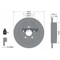 Textar 2X Bremsscheibe Hinten Ø270 Mm Voll Beschichtet FüR Chrysler PT Cruiser