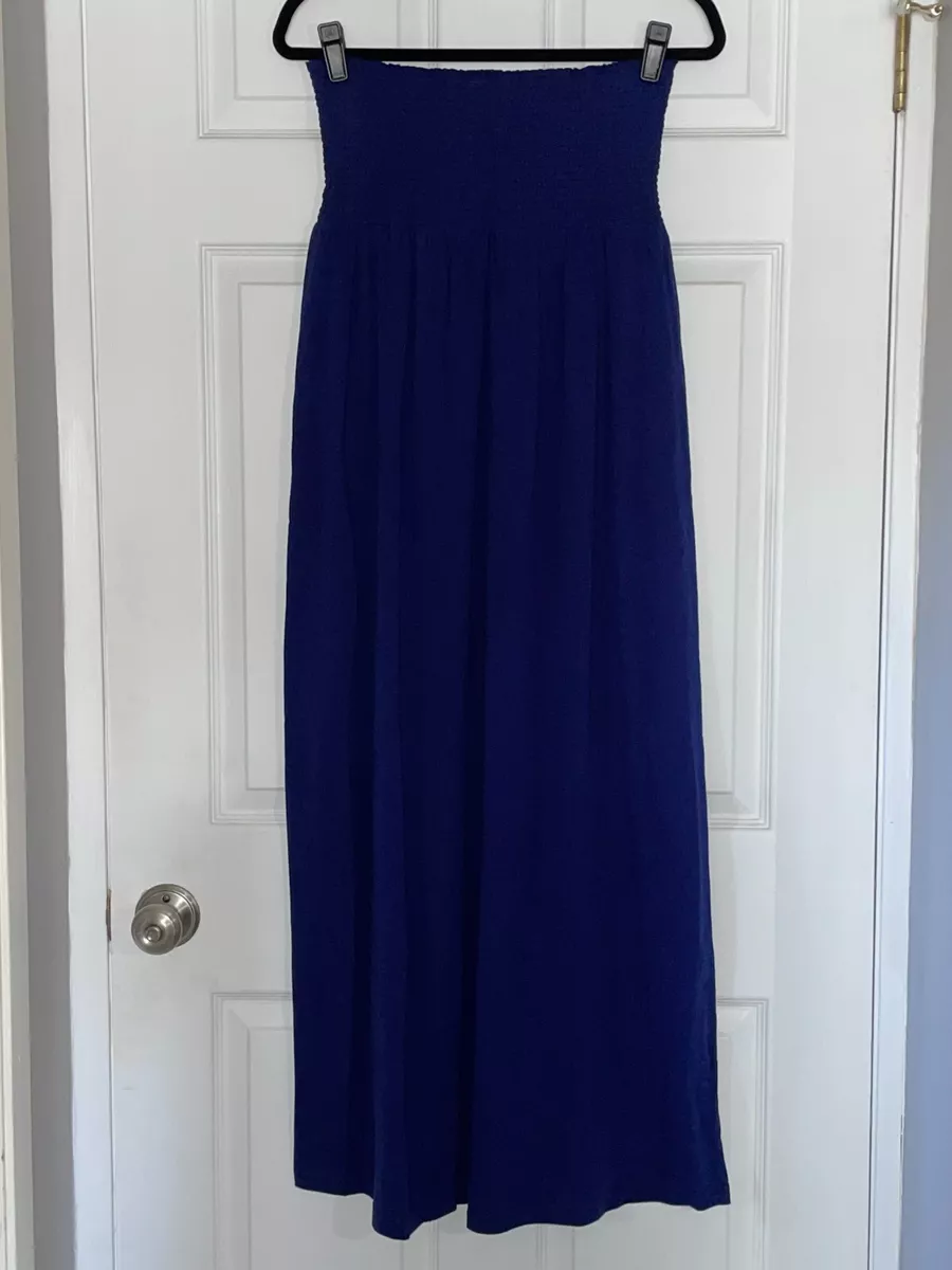 OLD NAVY Women s Blue Cotton Strapless Smocked Maxi Dress Size S