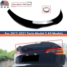 For 2017-21 Tesla Model 3 Gloss Black PSM Style Highkick Rear Trunk Spoiler Wing