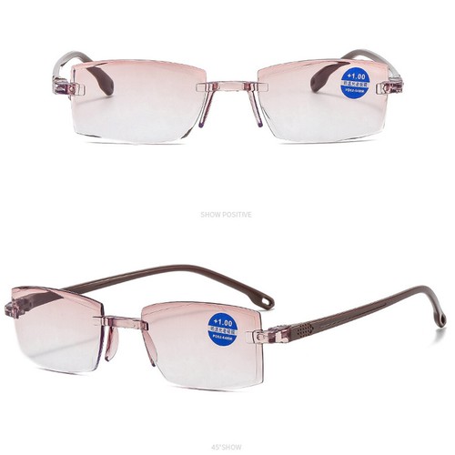 2PCS Square Reading Glasses Women Diamond-cut Rimless Sunglasses Men 1.0~4.0 - Picture 9 of 13