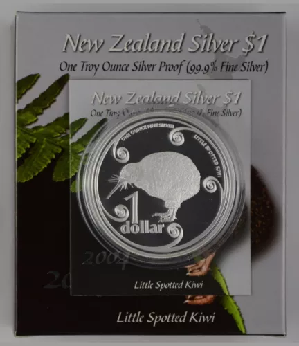 New Zealand - 2004 - Silver Dollar Proof Coin - Little Spotted Kiwi