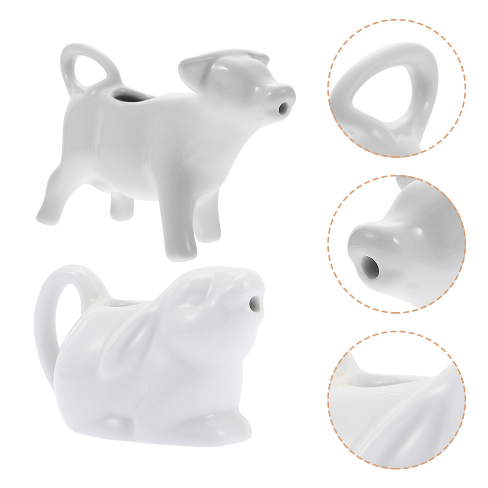 2 Pcs White Ceramics Milk Jug Cow Gravy Boat Terrarium Tank eBay
