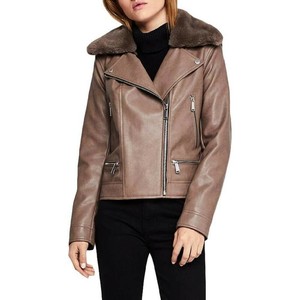 bcbg leather jacket with fur