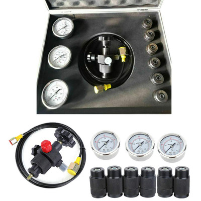 Hydraulic Nitrogen Accumulator Gas Charging System Pressure Test Kit 400Bar 6000