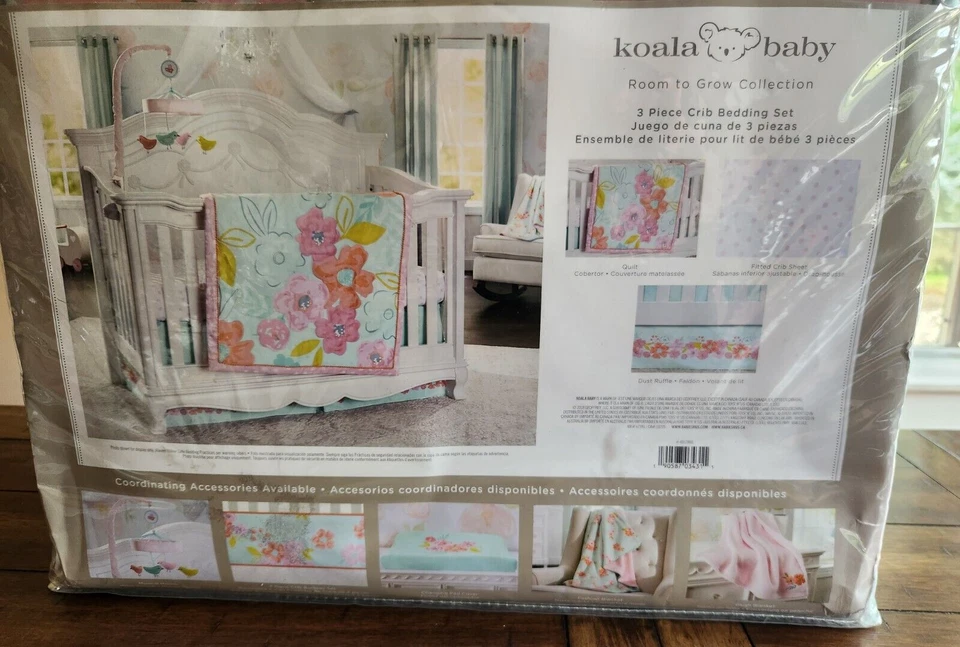 Koala Baby Crib Bedding Set Nursery Room To Grow Collection Quilt Sheet Floral - Image 4 of 4