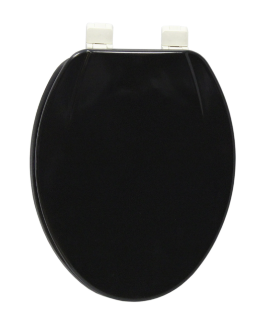 Elongated Black Molded Wood Solid Toilet Seat Bathroom Home Black Goods