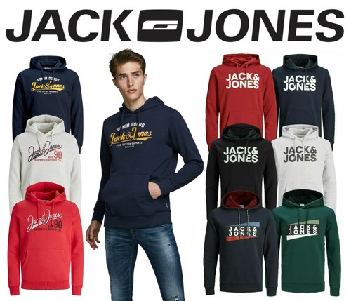 Sudadera para hombre Jack \u0026 Jones Con Capucha Con Logo Jersey de manga  larga Suéter Top | eBay