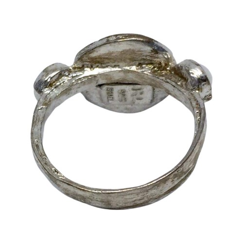 Israel 925 Silver Ancient Roman Glass Style Art Glass w/ Pearl Ring Size 7 - Picture 4 of 6