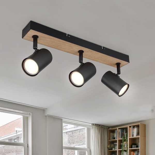 Deckenleuchte Spotleiste Wohnzimmerlampe 3-Flammig Schwarz Strahler Verstellbar-image