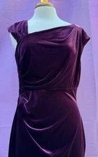 Ralph Lauren Purple Velvet Asymmetrical Draped Sheath Cocktail Party Dress Sz 12