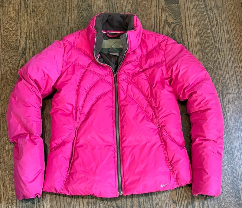 Nike DRI-FIT Size M Kids Pink Down Feather full zip puffer