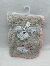 Cribmates Moon Cloud Soft Plush Baby Blanket Infant Girls Tan Pink Lovey NEW