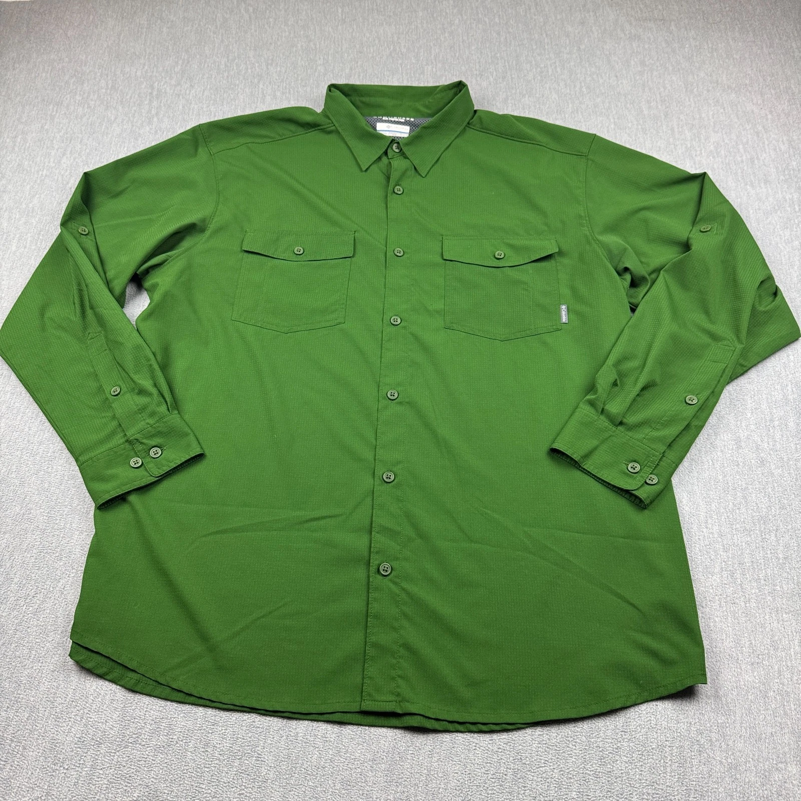 Columbia Shirt Mens 2XL XXL Green Fishing Omni Shade Sun Protection Button Up