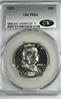 1951 Franklin Half : CAC PR64