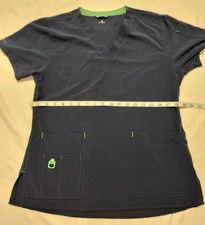 Carhartt Force Cross Flex Scrub Top Womens Medium Navy Blue Stretch Medical V-Ne