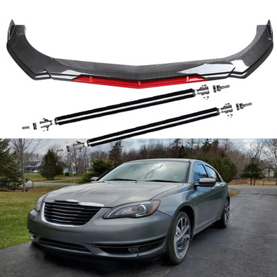Front Bumper Lip Splitter Spoiler Strut Carbon Fiber Body For Chrysler 200 300