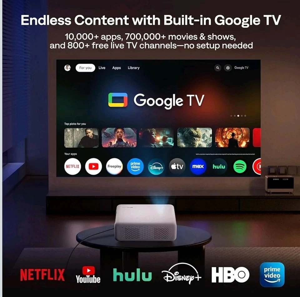 Aurzen EAZZE D1G 4K Supported Google TV Smart Projector with WiFi & Bluetooth - Image 3 of 4