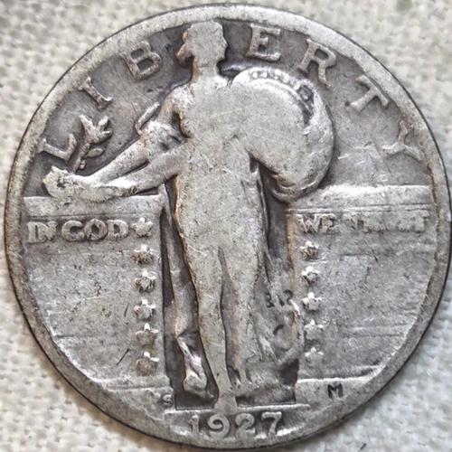 1927 S Standing Liberty Quarter G+.  Free Shipping.