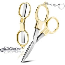 2 Pcs Folding Stainless Steel Portable Mini Small Travel Scissors, Safety Fol...