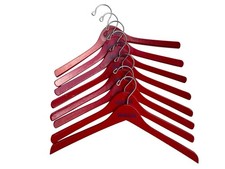 LOT Of 8 VINTAGE RED NORDSTROM WOODEN HANGERS WOMEN'S TAILORED CLOTHING