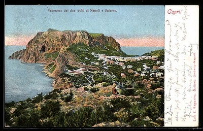 Postcard Capri, Panorama dei due golfi di Napoli e Salerno 1907 