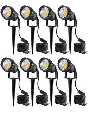 Outdoor LED Landscape Lighting 12W 3000K 1400LM Waterproof Spotlights, 8 Pack wi