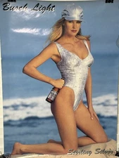 Sexy Girl 1993 Bush Light Sterling Silver Vintage Beer Poster 28” X 20” Man Cave