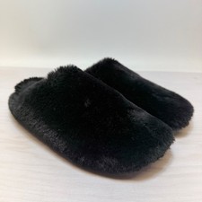FitFlop Chrissie Shearling Slipper Mule Black Faux Fur Womens Size 8