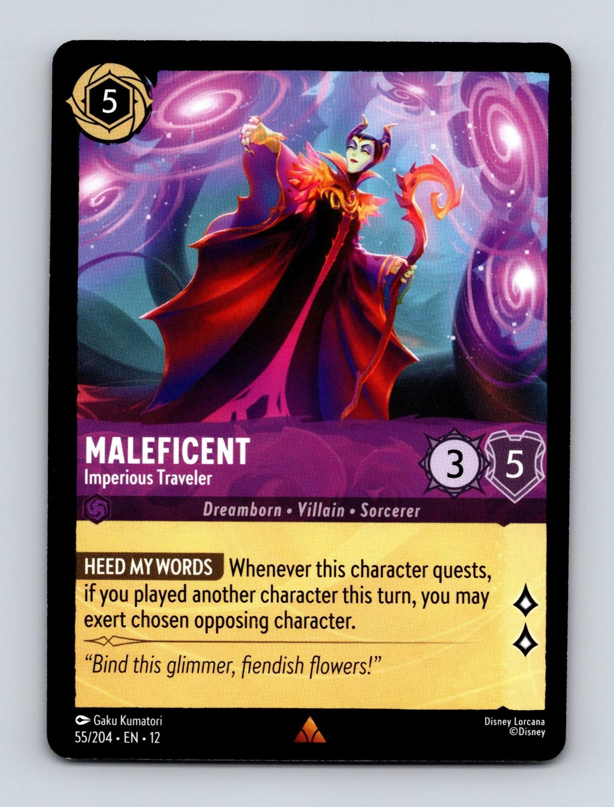 MALEFICENT - IMPERIOUS TRAVELER 55/204 RARE WILDS UNKNOWN LORCANA NM