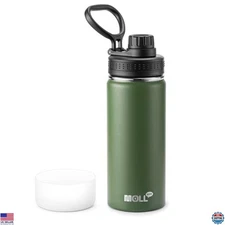 16 oz Kids Stainless Steel Water Bottle - Insulated, Leak Proof, BPA-Free, Green