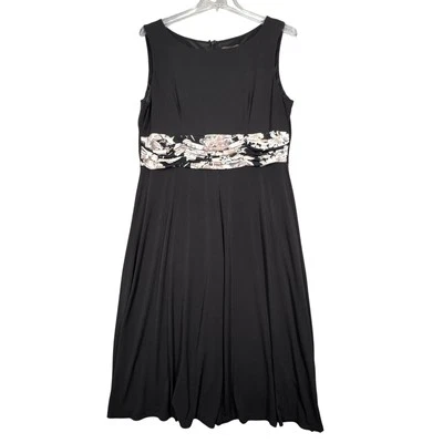 Jessica Howard Dress Floral Waist Sleeveless Party Cocktail Neutral Black 18W - Image 1 of 4