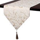 Jacquard Damask Reversible Beige Table Runners with Tassels 13 x 72 inch Wrin.