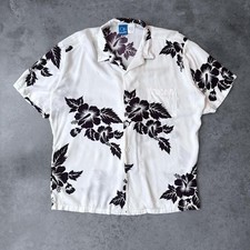 Vintage 80s Ocean Pacific Hawaiian Shirt Rayon White Mens XL Surf Floral Print