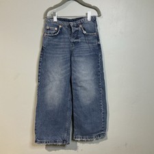 Zara Girls Size 7 Denim Baggy Blue Jeans Wide Leg High Waisted