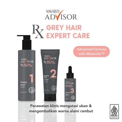 Makarizo Advisor RX Grey Hair Expert Care 3in1 Shampoo Mask Serum Anti Grey Hair