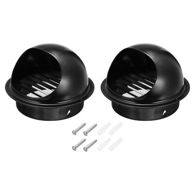 7 Inch Vent Round Cover 2pcs Stainless Steel Exterior Wall Round Air Vent Black
