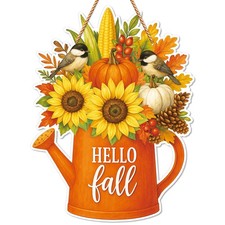 Hello Fall Door Sign for Home Decoration Autumn Thanksgiving Harvest Flower P