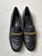 Womens Marc Fisher Size 9m Black Loafer With Gold Chain Accent  Nickie  