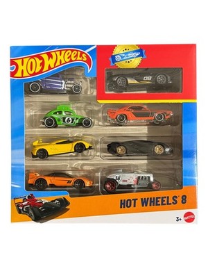Hot Wheels Set of 8 Basic Toy Cars & Trucks in 1:64 Scale Including 1 Exclusive