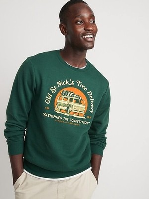 Old Navy Holiday Sweatshirt Size Small Green Festive ''St. Nick's Tree Delivery''