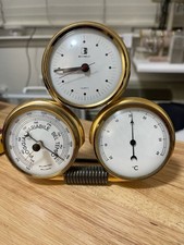 Vintage Bicchielli Italy Gold Weather Station - Clock, Barometer, Thermometer