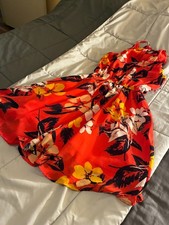 Japna Floral Sleeveless Keyhole Halter Burnt Orange Dress Size XS
