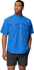 Columbia Men's PFG Bahama II Short Sleeve Shirt, Vivid Blue, LT