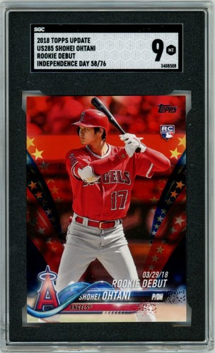SGC 9 2018 Topps Update US285 Shohei Ohtani Independence Day Rookie Debut RC /76