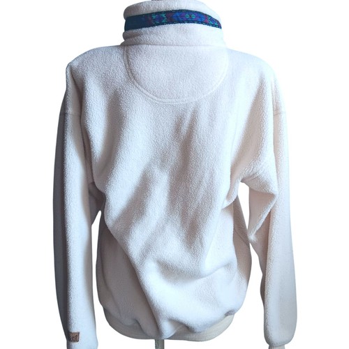 Womens XS Vtg Fleece Jacket 90's Marker Polartec White Pullover Half-Zip Pocket - Picture 2 of 7
